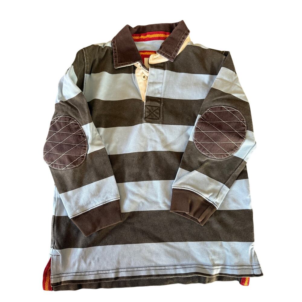 Mini Boden Blue stripe Polo Shirt size 7-8
